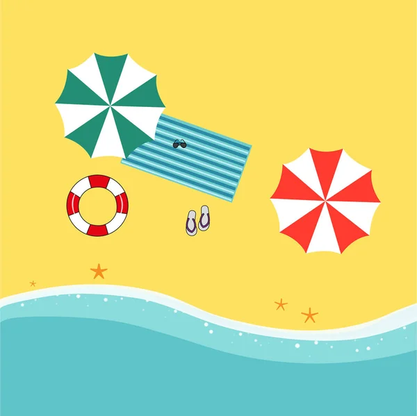 Détendez Vous Sur Plage Parasol Bord Mer Vecteur — Image vectorielle