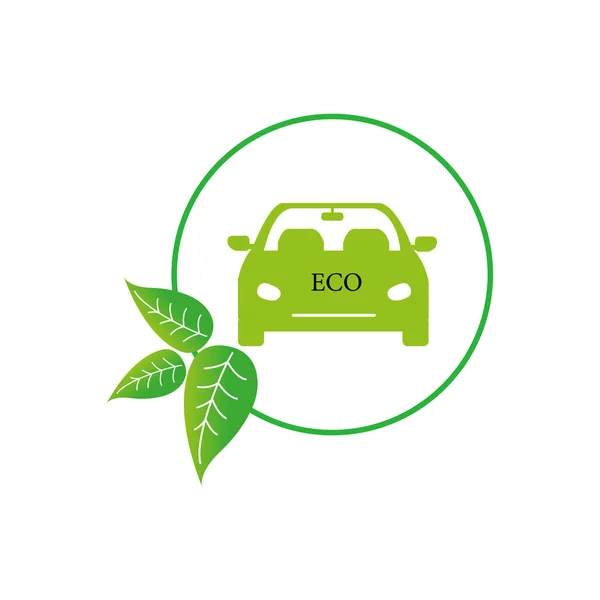 Ícone Carro Elétrico Verde Conceito Ecológico — Vetor de Stock