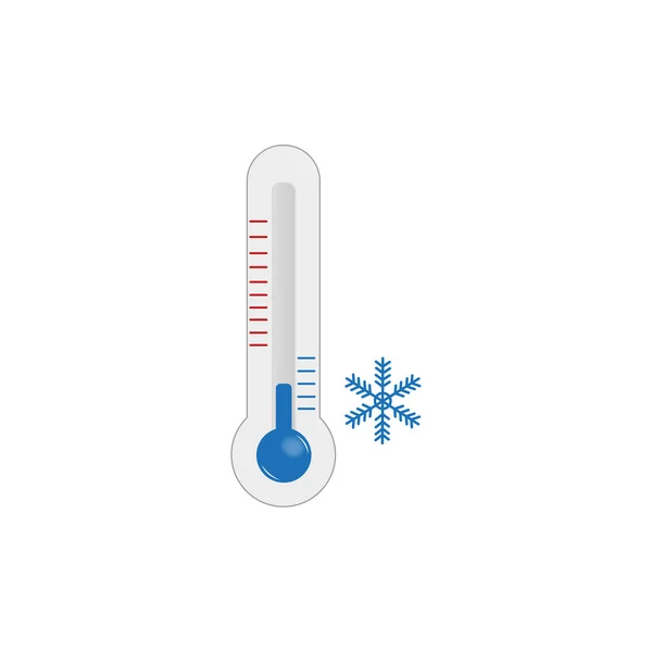 Thermometer Zeigt Kälte Mit Schneeflocke — Stockvektor