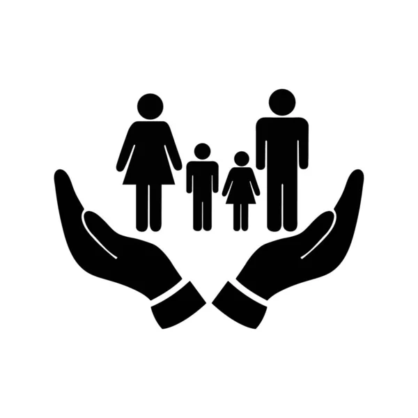 Familia Rodeada Manos Icono Aislado Sobre Fondo Blanco — Vector de stock