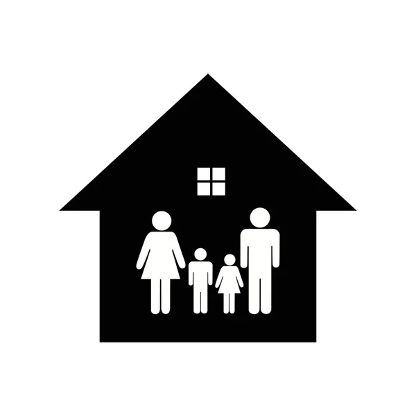 Casa Con Icono Familia Aislado Sobre Fondo Blanco — Vector de stock