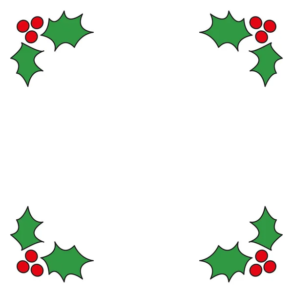 Christmas Frame Made Mistletoe Vector Illustration — Stock Vector