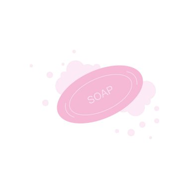 vector pink soap on white background