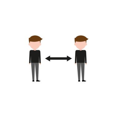 Sosyal Mesafe Mesafenizi Koruyun Simgesi. Vektör Resmi.