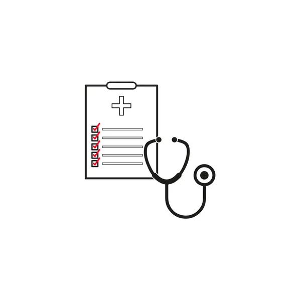 Stéthoscope Icône Vectorielle Document Médical — Image vectorielle