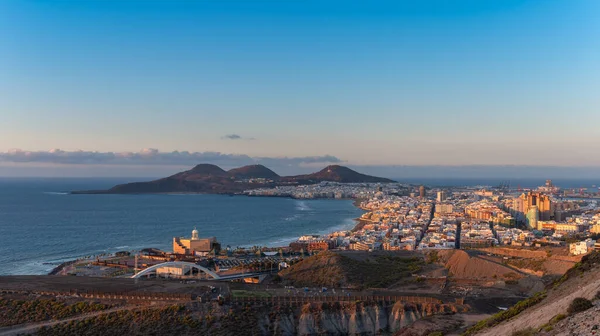 Stadsbilden Panoramautsikt Över Staden Las Palmas Gran Canaria Vid Solnedgången — Stockfoto