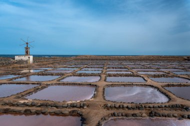 Manzara. Aguimes 'teki Salinas de Pozo Izquierdo manzarası. Las Palmas. Büyük Kanarya. Kanarya Adaları