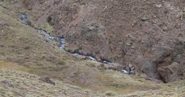 Rivière Covunco Avec Geysers Los Tachos Vapeur Eau Monte Paysage — Video