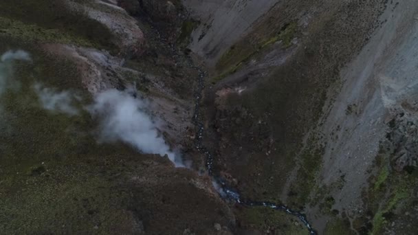 Covunco Tal Mit Geysiren Der Umgebung Des Domuyo Vulkans Drohnen — Stockvideo