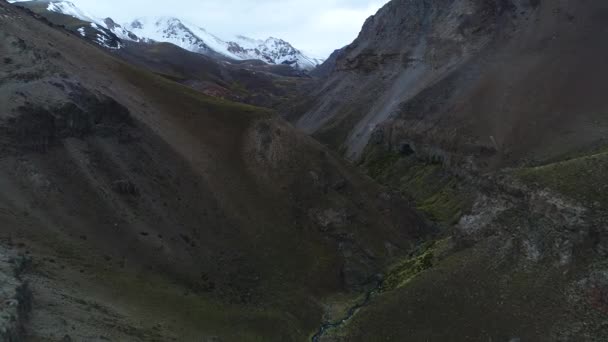 Valle Del Río Covunco Con Géiseres Nevado Volcán Domuyo Fondo — Vídeo de stock