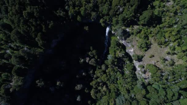 Drone Aereo Scena Montagne Alberi Piedra Mala Lago Paimun Neuquen — Video Stock