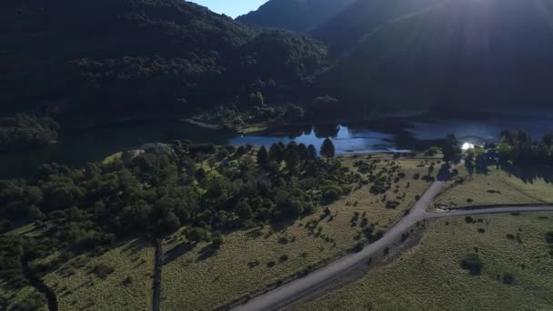 Luchtfoto Drone Scène Van Bergen Neuquen Patagonia Argentinië Nationaalpark Lanin — Stockvideo