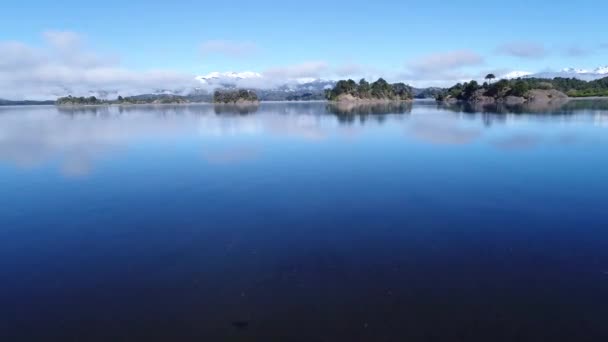 Scena Aerea Drone Del Lago Alumine Villa Pehuenia Moquehue Neuquen — Video Stock