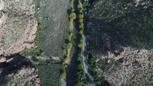 Vista Superior Cena Aérea Drone Cânion Rio Atuel San Rafael — Vídeo de Stock