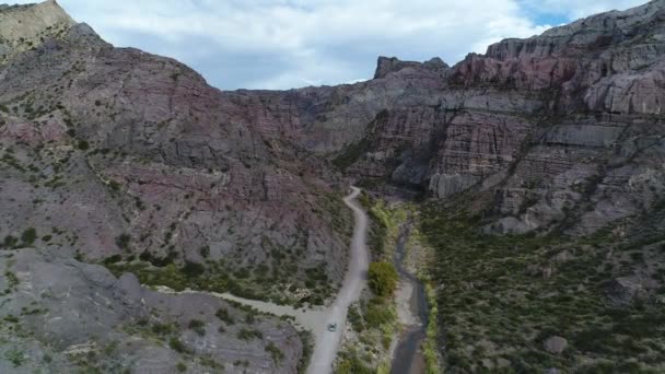 Luchtfoto Drone Scène Van Atuel River Canyon San Rafael Mendoza — Stockvideo