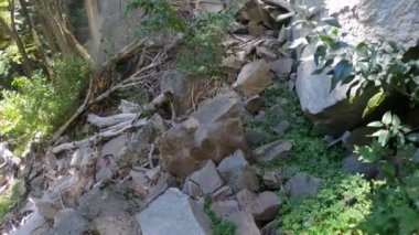 Ayrıntı water vapor El Saltillo şelale ve çevresi woods ve kayalar. Kamera hareketi üst görünümden, kat, detay için işaret eden gökyüzü oluşturur. Lanin Milli Parkı