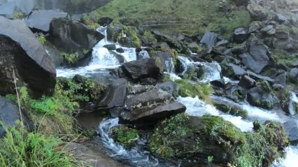 Fragua Waterfall Manzano Amargo Neuquen Patagonia Argentina Sunset Autumn Scene — Stock Video