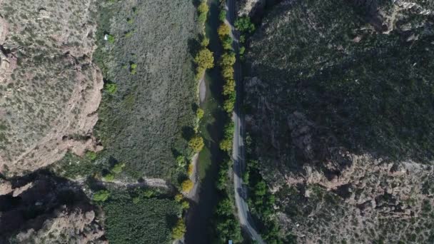 Escena Aérea Drones Vista Superior Del Cañón Del Río Atuel — Vídeo de stock