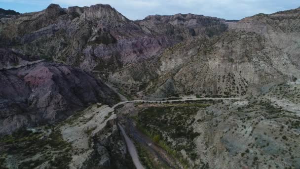 Drone Szene Draufsicht Des Atuel River Canyon San Rafael Mendoza — Stockvideo