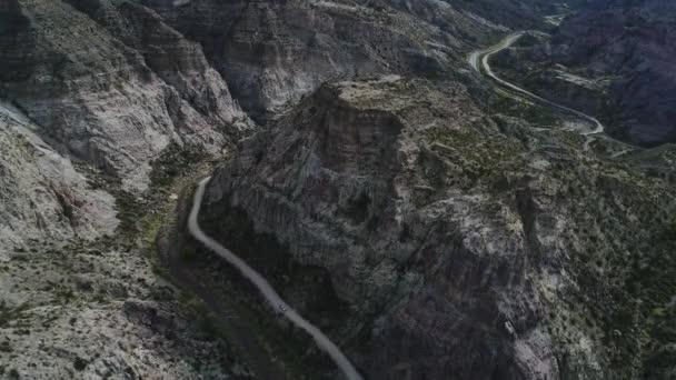 Cena Drones Aéreos Desfiladeiro Rio Atuel San Rafael Mendoza Cuyo — Vídeo de Stock