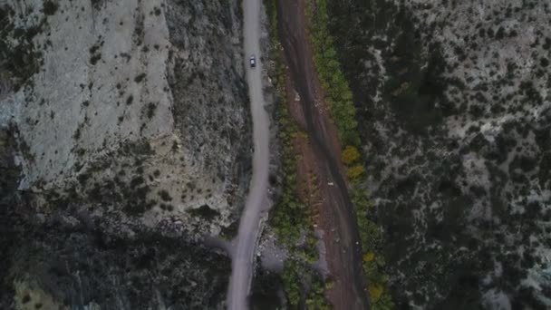Escena Aérea Drones Vista Superior Del Cañón Del Río Atuel — Vídeos de Stock