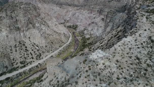 Luchtfoto Drone Scène Van Atuel River Canyon San Rafael Mendoza — Stockvideo