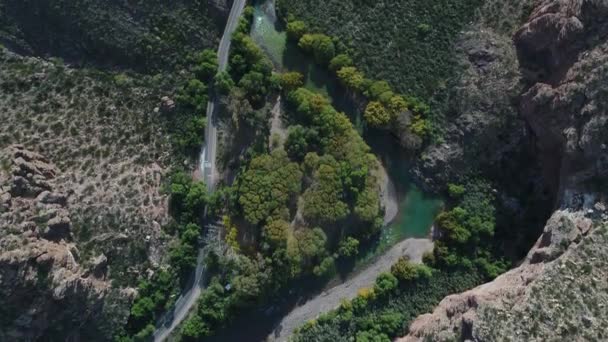 Escena Aérea Drones Vista Superior Del Cañón Del Río Atuel — Vídeo de stock