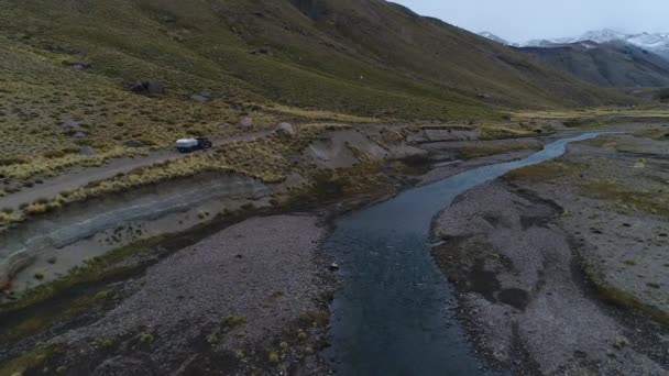 Drone Aereo Scena Delle Ande Montagne Mendoza Cuyo Argentina Patagonia — Video Stock