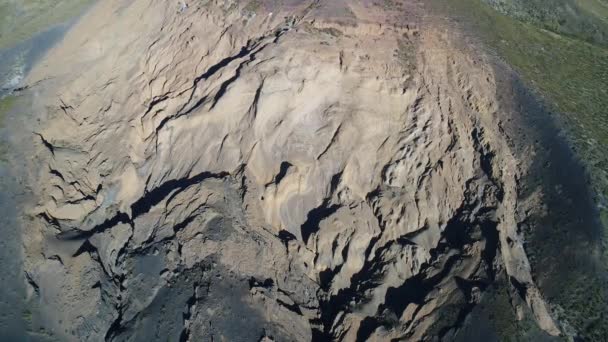 Aerial Drone Scene Top View Malacara Volcano Malargue Mendoza Cuyo — Stock Video