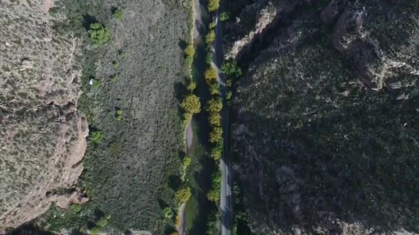 Escena Aérea Drones Vista Superior Del Cañón Del Río Atuel — Vídeos de Stock