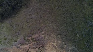 Malacara yanardağ Malarge, mendoza cuyo, Arjantin hava dron sahne üstten görünüm. Geriye doğru hareket kamera. Eski turistik volkan La Payunia Milli Parkı'nda. hydromagmatic volcan.