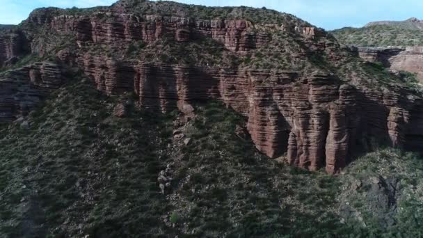 Letecká Drone Scéně Kaňonu Řeky Atuel San Rafael Mendoza Cuyo — Stock video