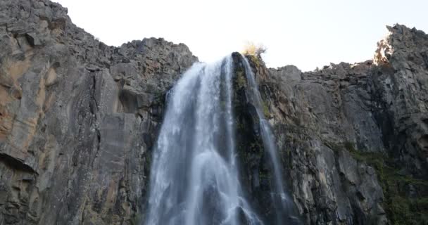 Cascata Fragua Manzano Amargo Neuquen Patagonia Argentina Flange Lens Tramonto — Video Stock