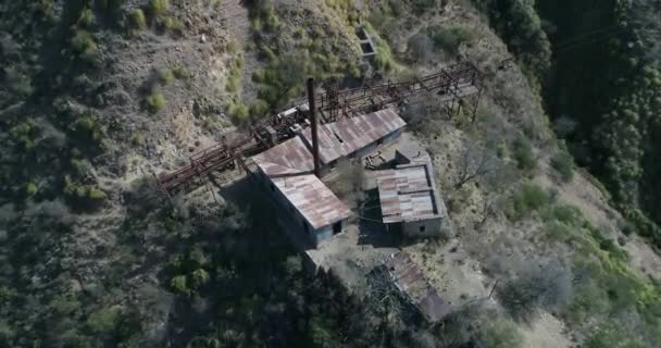 Escena Aérea Drones Tercera Estación Teleférico Chilecito Mina Oro Mejicana — Vídeos de Stock