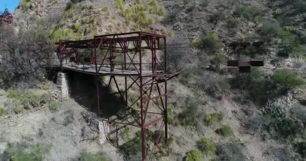 Légi Drone Jelenet Harmadik Állomás Cable Car Chilecito Mejicana Aranybánya — Stock videók