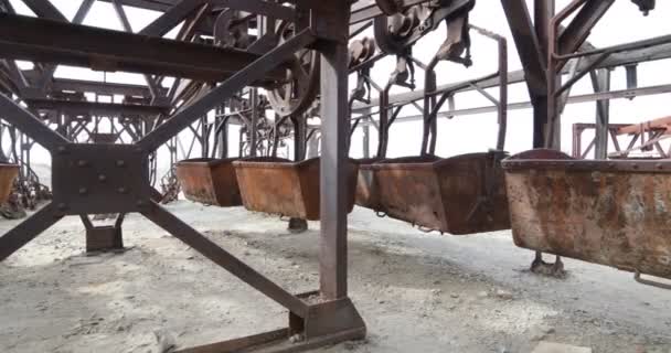 Segunda Estação Antiga Mina Teleférico Chilecito Mejicana Detalhe Vagões Ferro — Vídeo de Stock