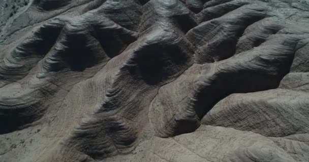 Aerial Drone Scene Top View Geological Formations Eroded Sandrock Mountains — Stock Video