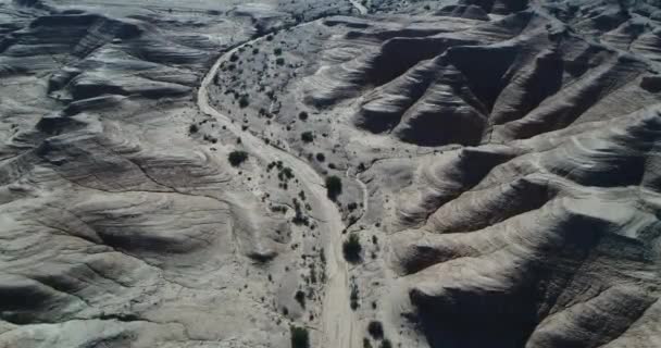 Luchtfoto Drone Scène Van Geologische Formaties Geërodeerde Sandrock Bergen Geulen — Stockvideo