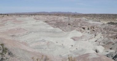 Renkli layerd manzara Ischigualasto Provincial Park aşınmış. Terciary jeolojik oluşumlar. Dünya doğal mirası. Rioja Eyaleti, Arjantin