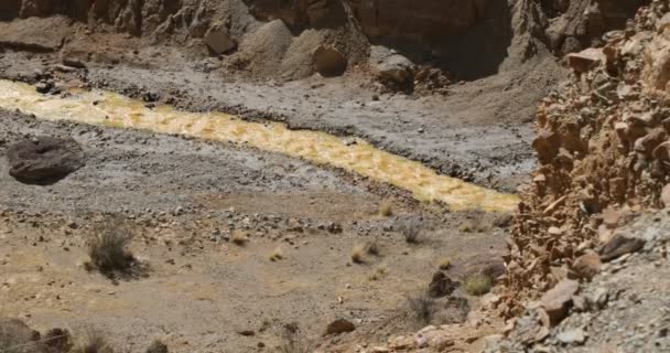 Деталь Золотий Води Руху Хуанхе Каньйоні Окр Камери Залишається Раніше — стокове відео