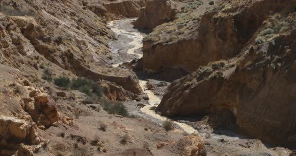 Río Amarillo Cañón Ocre Movimiento Agua Dorada Cámara Queda Quieta — Vídeos de Stock