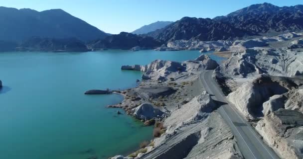 Cena Drones Aéreos Penínsulas Rochosas Ilhas Lago Cuesta Del Viento — Vídeo de Stock