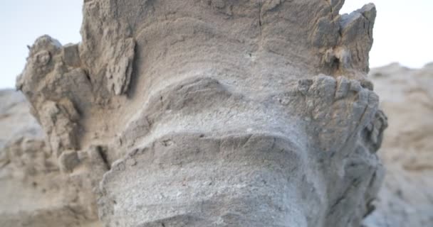 Detalle Capa Blanca Erosionada Arenisca Cámara Que Muestra Imagen Macro — Vídeos de Stock