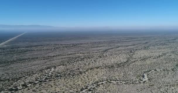 Воздушный Беспилотник Пустынным Ландшафтом Песчаной Поверхностью Растительными Узорами Виде Кустов — стоковое видео