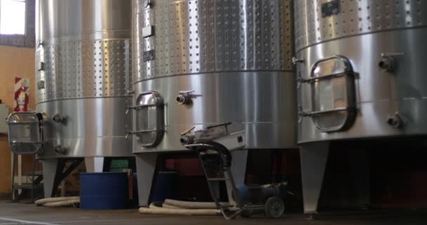 Wine Production Industry Detail Metal Tank Doors Quick Hand Held — Stock Video