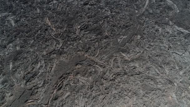 Senital antenn drönare scen flyger över svart säng av lava. Naturliga vulkaniska texturer, mönster. Antofagasta de la Sierra, Catamarca, Argentina — Stockvideo