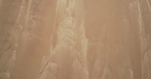 Top aerial drone scene of texture of sand in sand dune. Natural patterns. Abra Pampa, Jujuy, Argentina — Stock Video