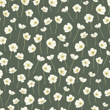 Beyaz çiçek açan şakayık çiçekleri ile romantik yay vektörü tekrar deseni