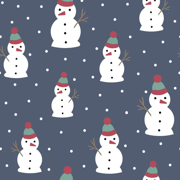 Patrón Repetición Vector Navidad Con Muñecos Nieve Dibujados Mano Lindo — Archivo Imágenes Vectoriales