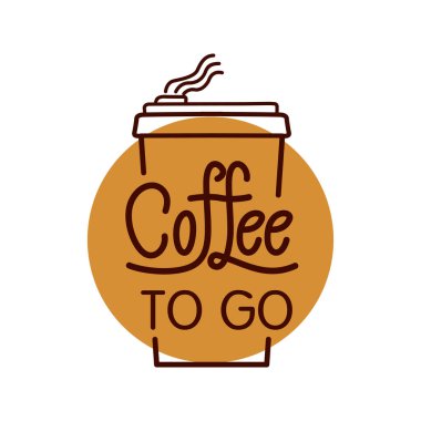 Mavi arka planda kahve çekirdekleri olan tek kullanımlık kahve fincanı ikonu. Kahve fincanı logosu
